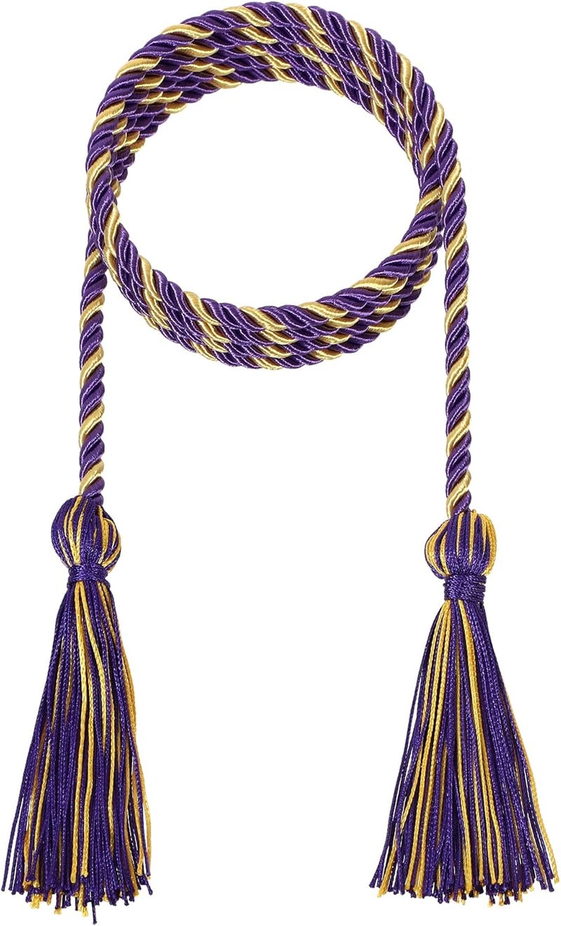 D DODOU 10 Pieces Graduation Cords Polyester Graduation Honor Braided Cords with Sewing Tassels for Bachelor, Master, Doctor 68" Long (Purple Gold) - Image 2